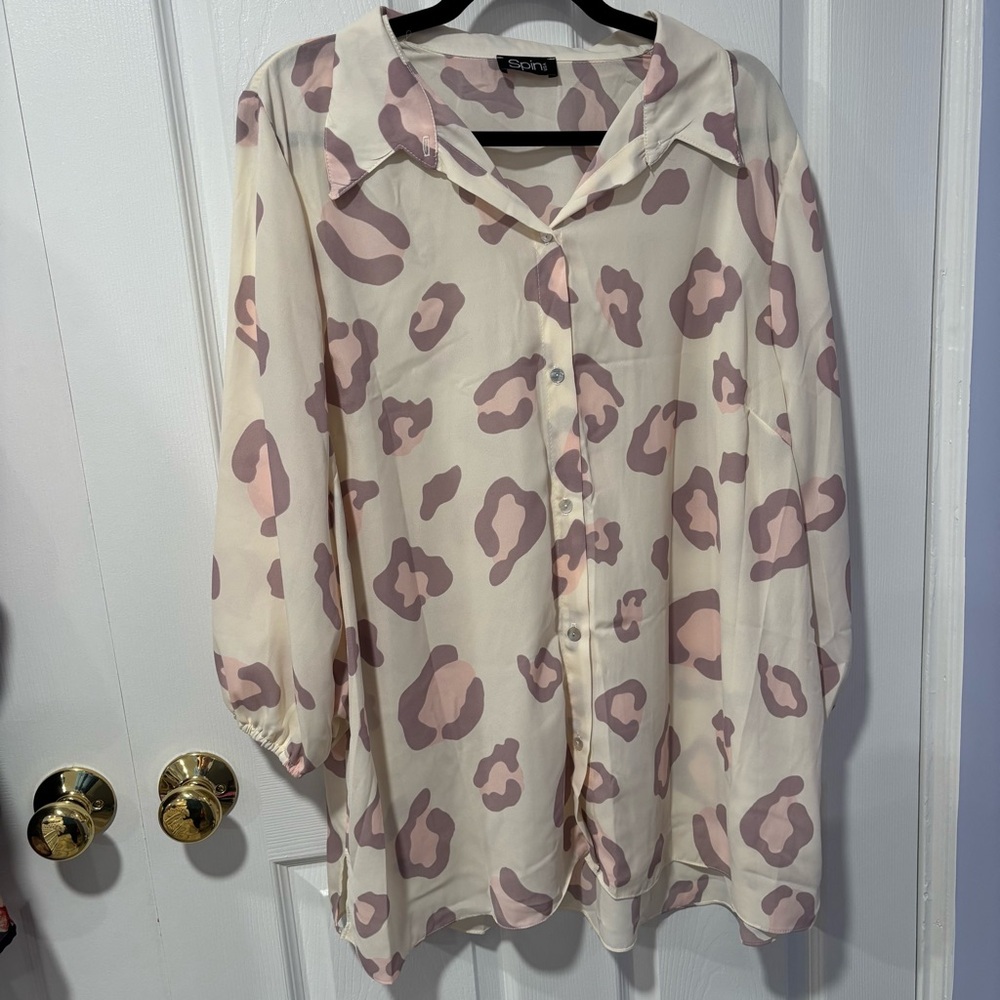 Chic Soul Pink and Cream Patterned Blouse